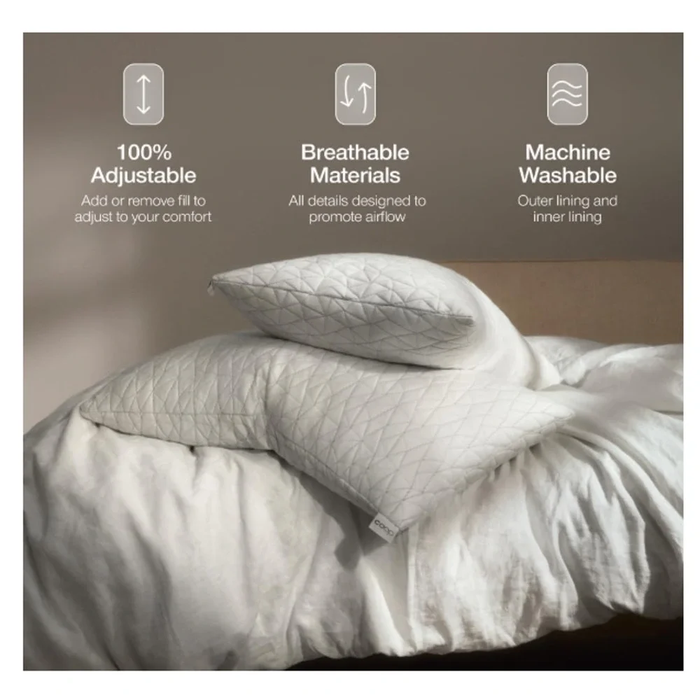 Coop Home Goods Premium Adjustable Pillow Cross Cut Memory Foam Fill Queen NEW